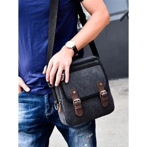 Men's Canvas Messenger Bag with Adjustable Strap – Casual Crossbody Shoulder Bag for Travel and Daily Use