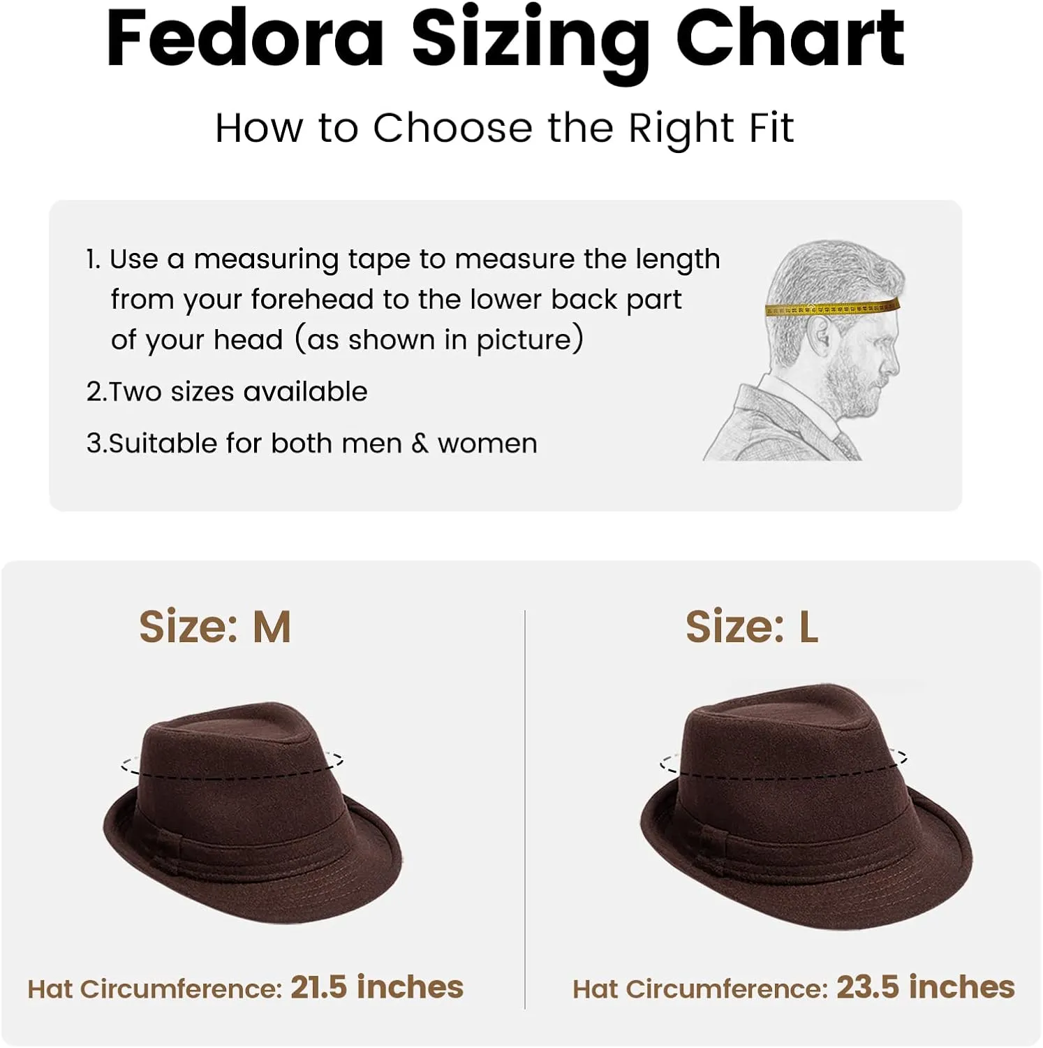 Men's Classic Manhattan Structured Trilby Fedora Hat for Women
