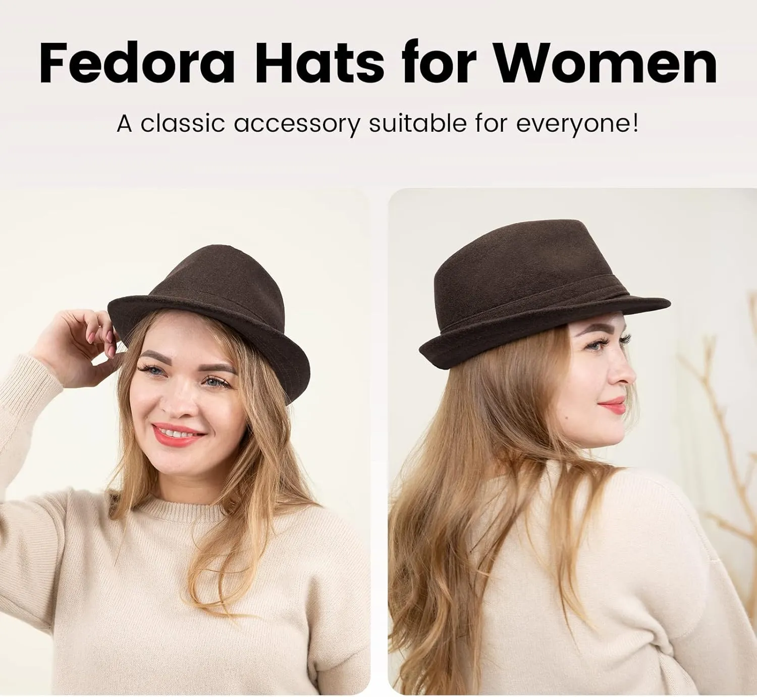 Men's Classic Manhattan Structured Trilby Fedora Hat for Women