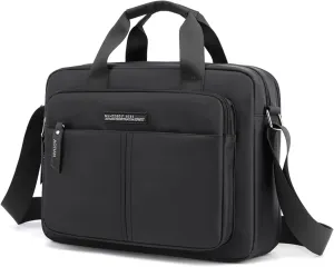 Men's Messenger Bag Nylon Crossbody Shoulder Bag Waterproof Casual Black Handbag Purse for Travel Work, Black