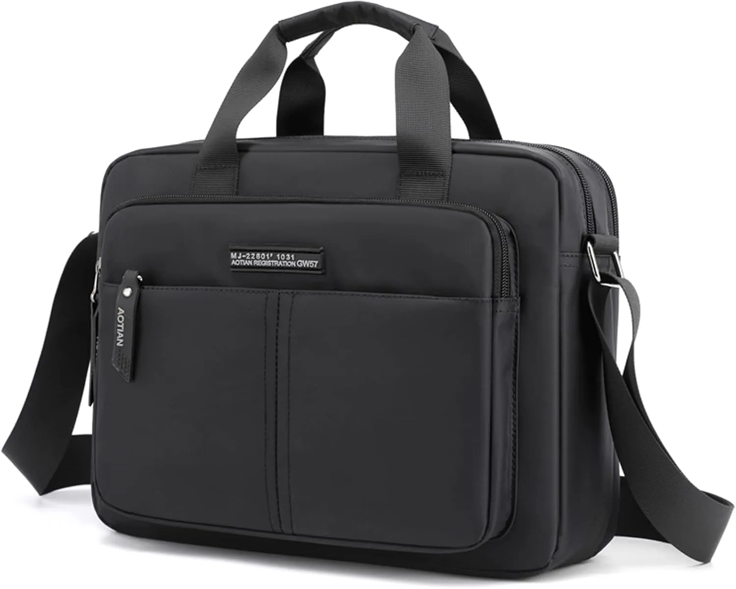 Men's Messenger Bag Nylon Crossbody Shoulder Bag Waterproof Casual Black Handbag Purse for Travel Work, Black