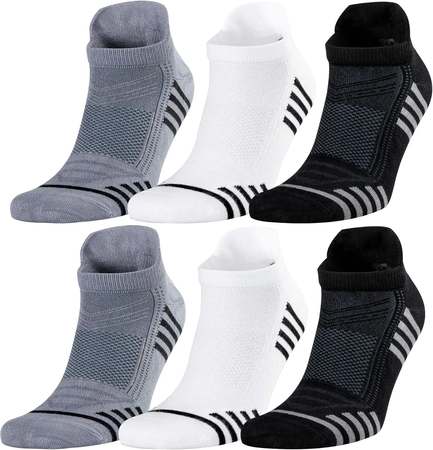 Men's Rayon Made From BAMBOO Thin Ankle Socks 6 Pairs Striped Breathable Absorbent Low Cut Athletic 9-12 Size