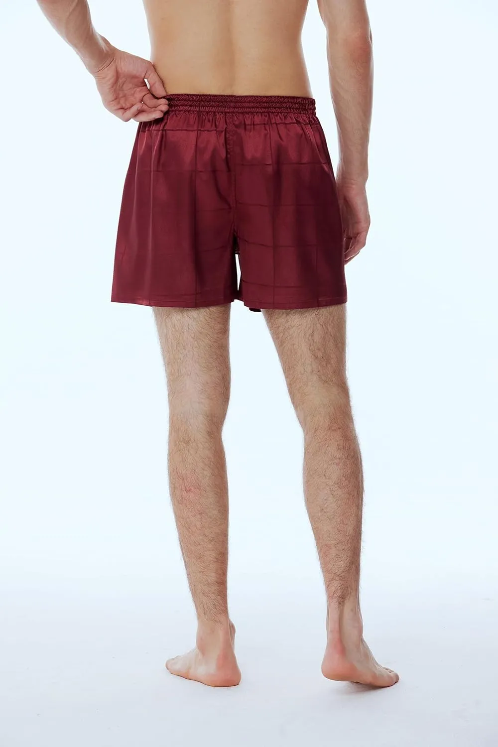 Men's Satin Boxers Pack Silky Boxer Shorts for Men, Silk Feeling Men's Underwear with Button Fly Pajamas Sleep Shorts
