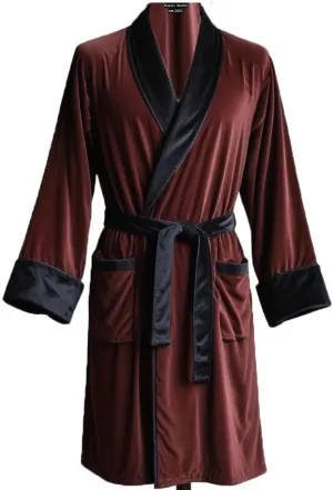 Men's Smoking Jacket Evening Dinner Velvet Robe Knee Length Gown