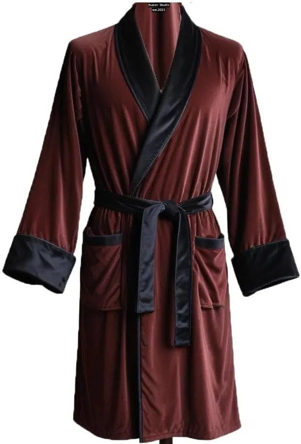 Men's Smoking Jacket Evening Dinner Velvet Robe Knee Length Gown