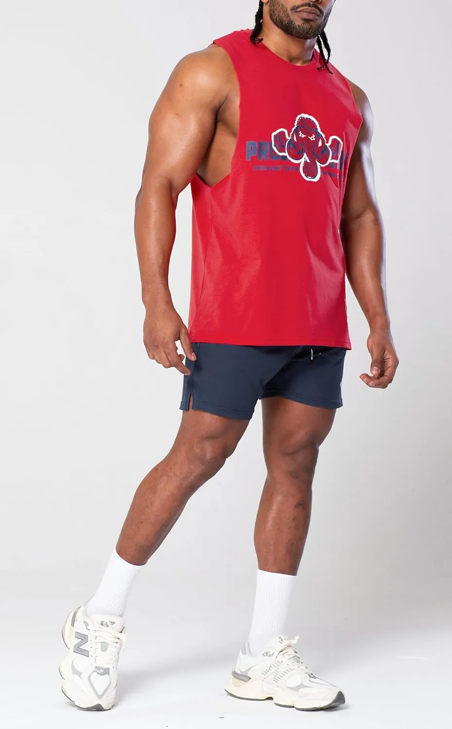 Men's Workout Drop Arm Tank Top Cut Off Sleeveless Gym Shirts