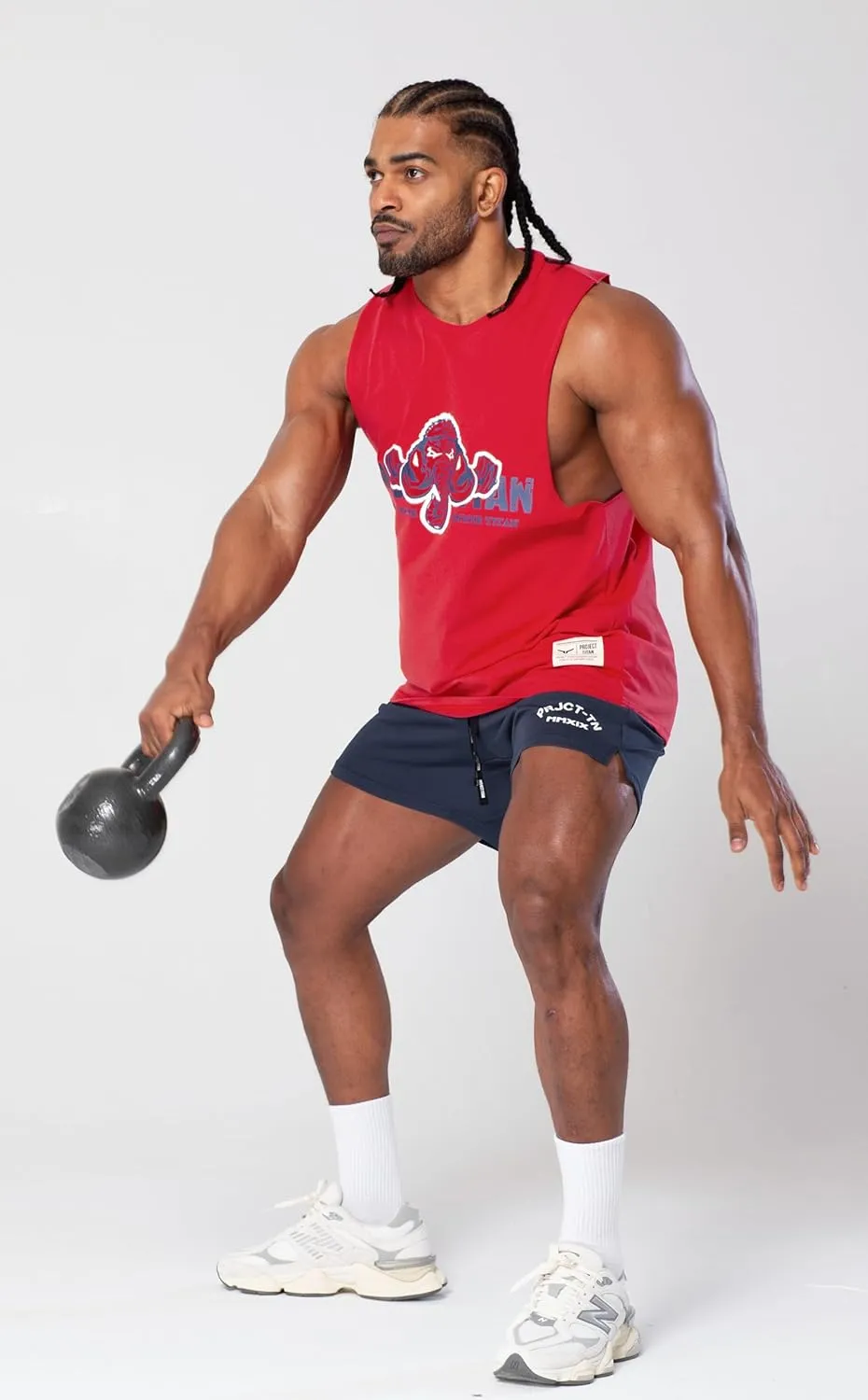 Men's Workout Drop Arm Tank Top Cut Off Sleeveless Gym Shirts