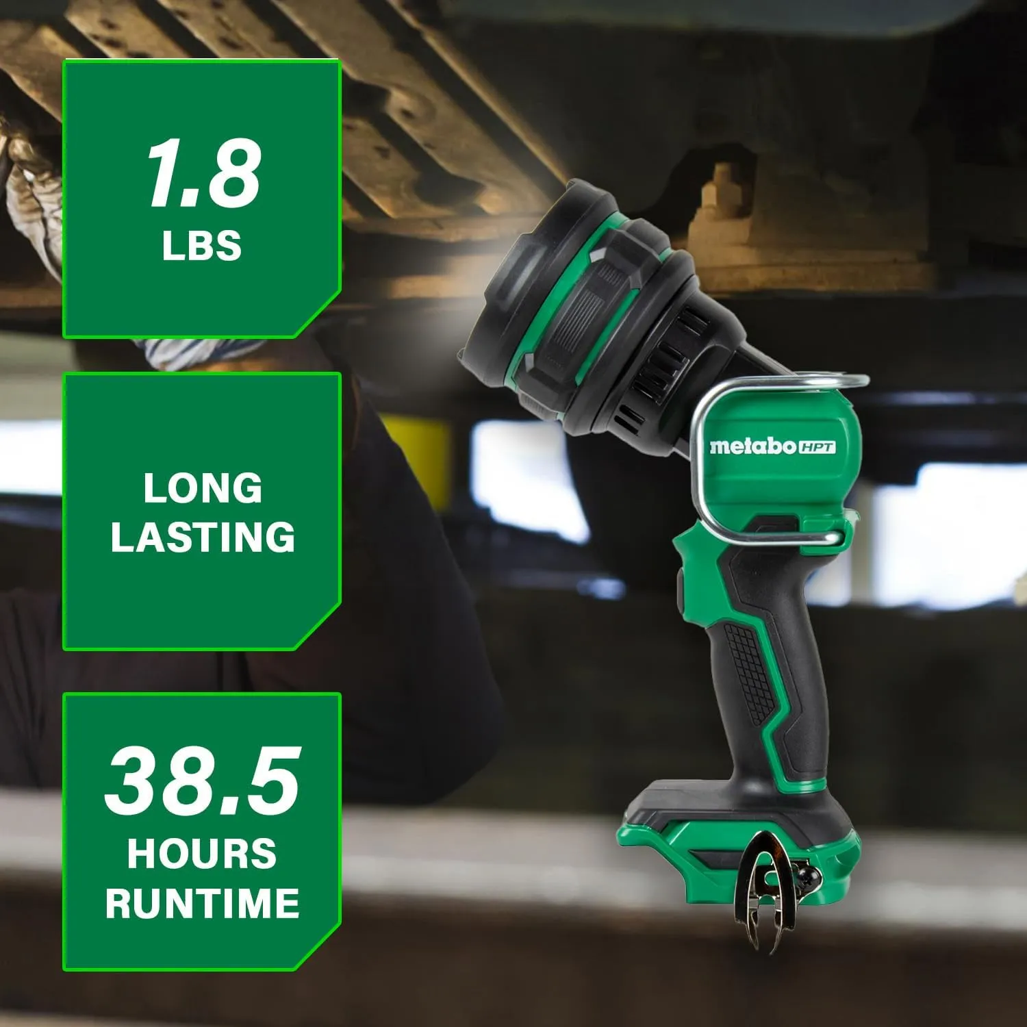 Metabo HPT 18V MultiVolt Cordless 1050 Lumen LED Handheld Spotlight, Water & Dust Resistant, 4 Light Modes, Long Lasting Battery Life, Lightweight and Portable, Tool Body Only, UB18DHQ4