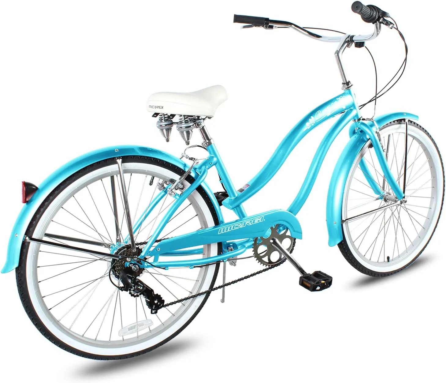MICARGI 24/26 Inch Adult Cruiser Bicycle Hybrid Bike 1/7 Speeds Commuter Bike for Women, Men, Seniors,Step-Through or Step-Over Bike Steel Frame Multi Colors Style