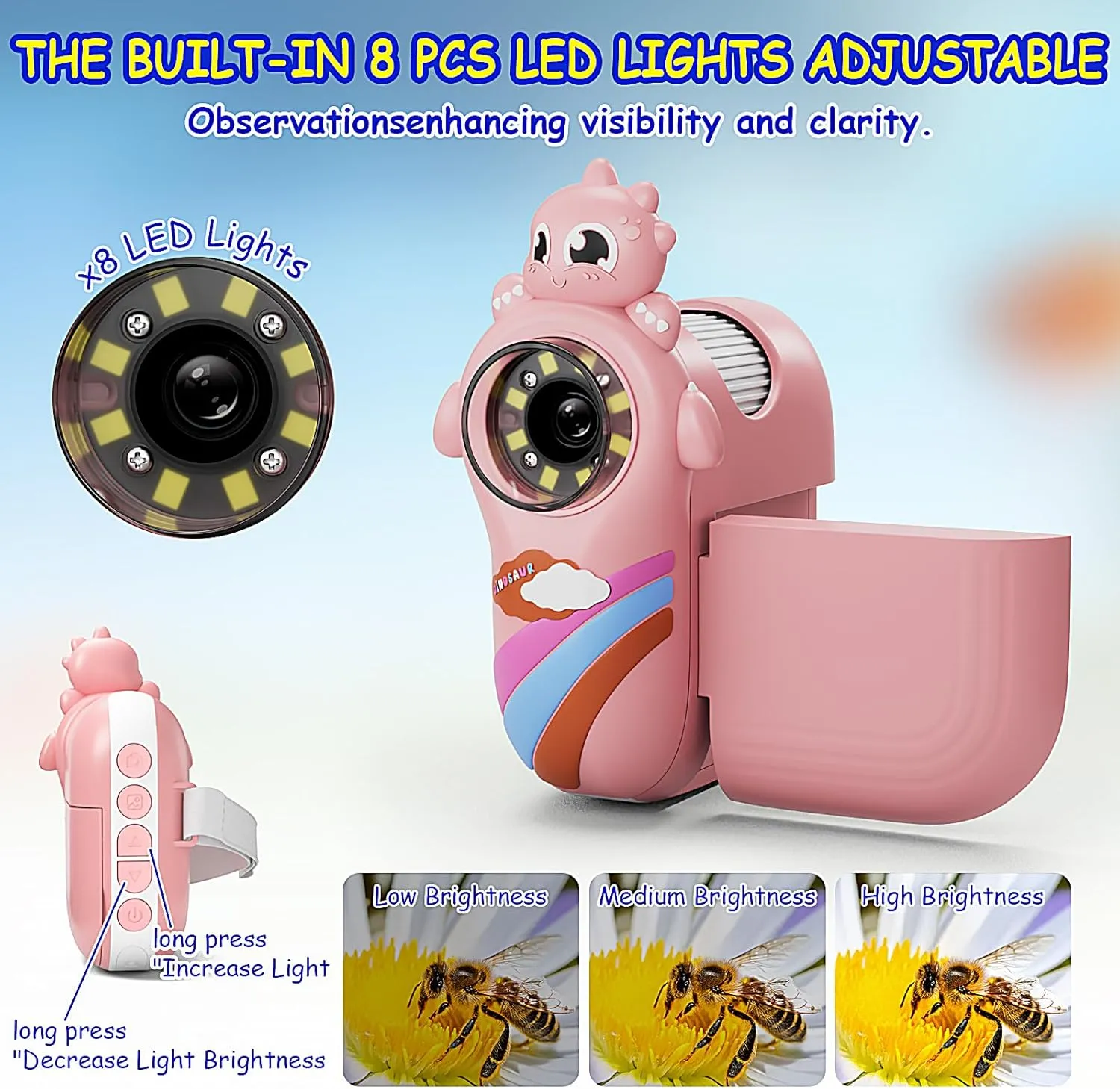 Microscope for Kids,Handheld Kids Microscope – 1000X Magnification,2'' HD Screen,1080P Camera,Built-in Telescope,STEM Educational Toy,Christmas/Birthday Gift for Ages 3-12 (Pink)