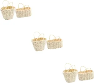Milisten 6pcs Miniature Woven Basket Decorative Dollhouse Accessories for Miniature Life Scene Compact Rattan Storage Baskets for Projects and Home Decor