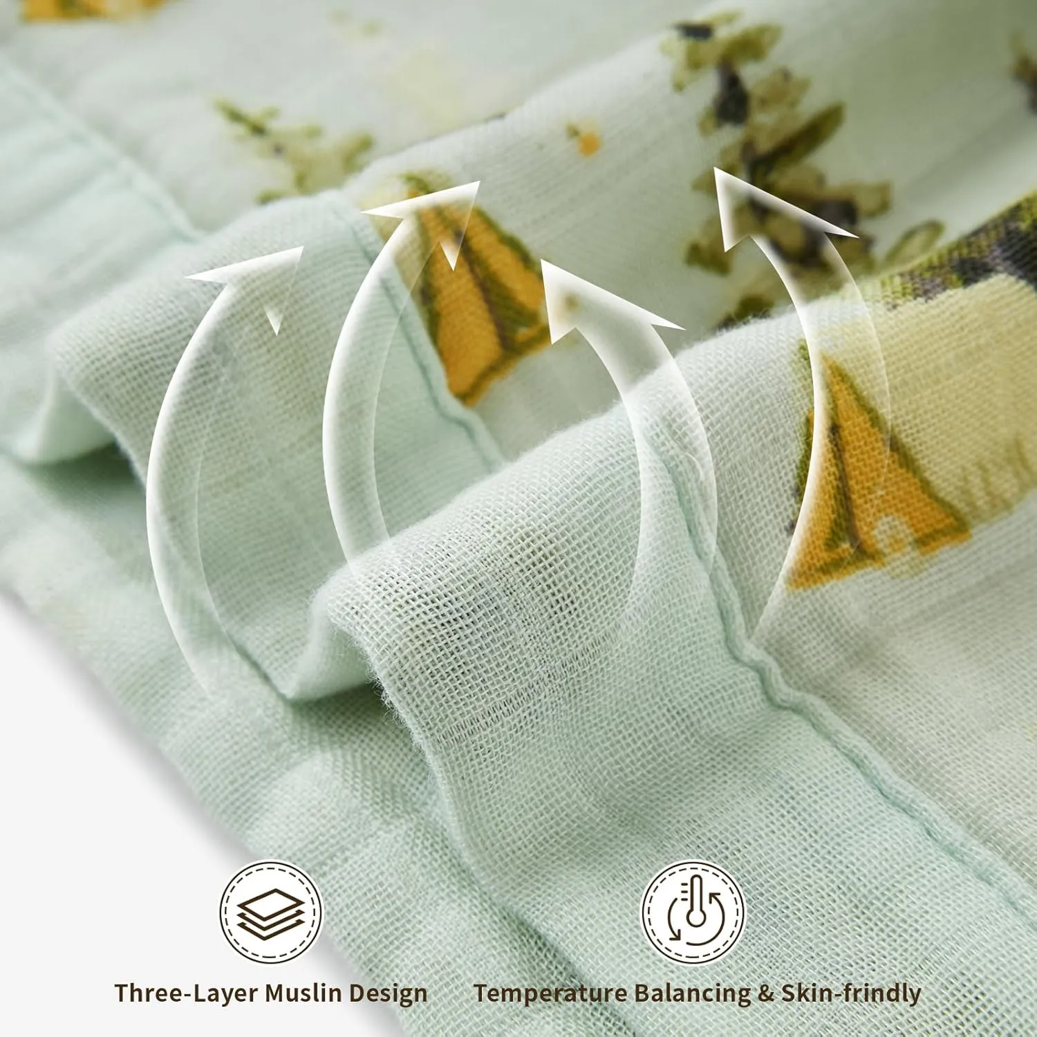 Milkbarn Receiving Blanket for Newborns, Three-Layer Muslin Quilt Baby Blankets, Soft & Gentle Toddler Blanket, Rayon from Bamboo Cotton Blankets for Nursery Bedding, Camping