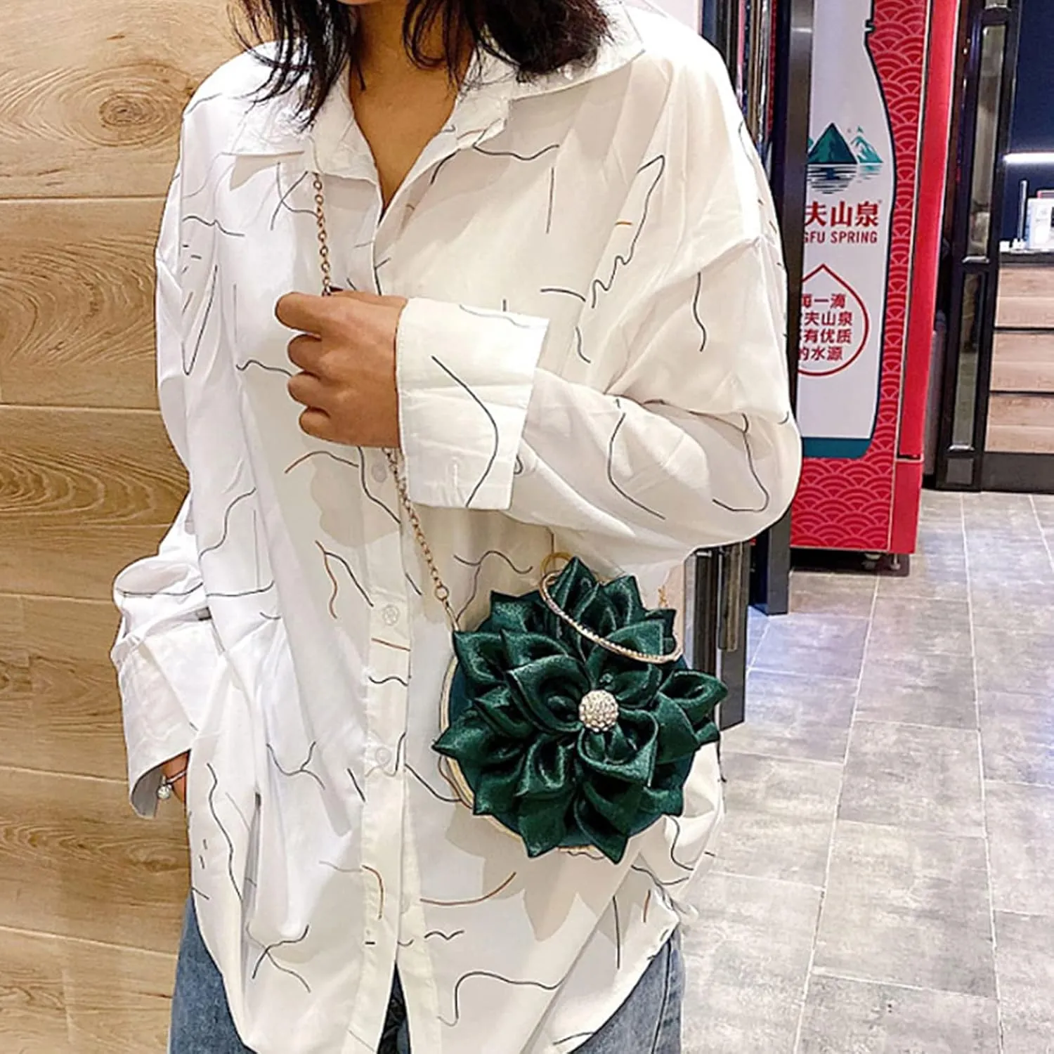 Mily Womens Satin Evening Bag Flower Shaped Wristlet Soft Satin Wristlet Handbag Wedding Party Purse