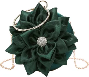 Mily Womens Satin Evening Bag Flower Shaped Wristlet Soft Satin Wristlet Handbag Wedding Party Purse
