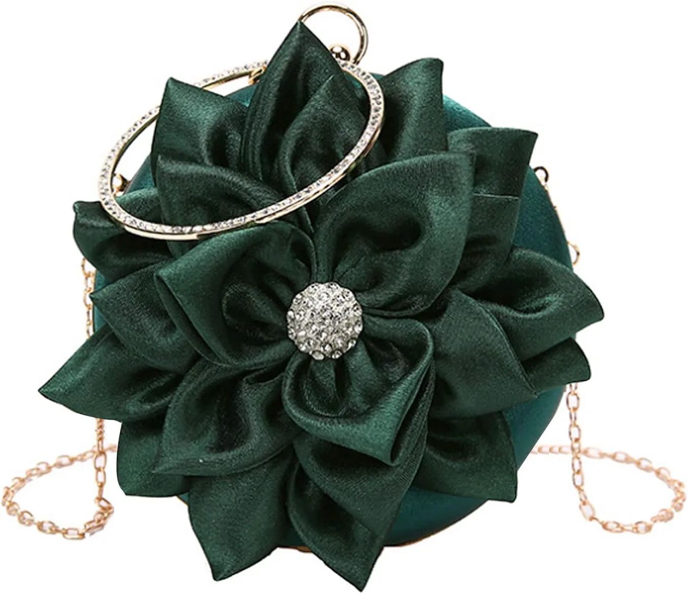 Mily Womens Satin Evening Bag Flower Shaped Wristlet Soft Satin Wristlet Handbag Wedding Party Purse