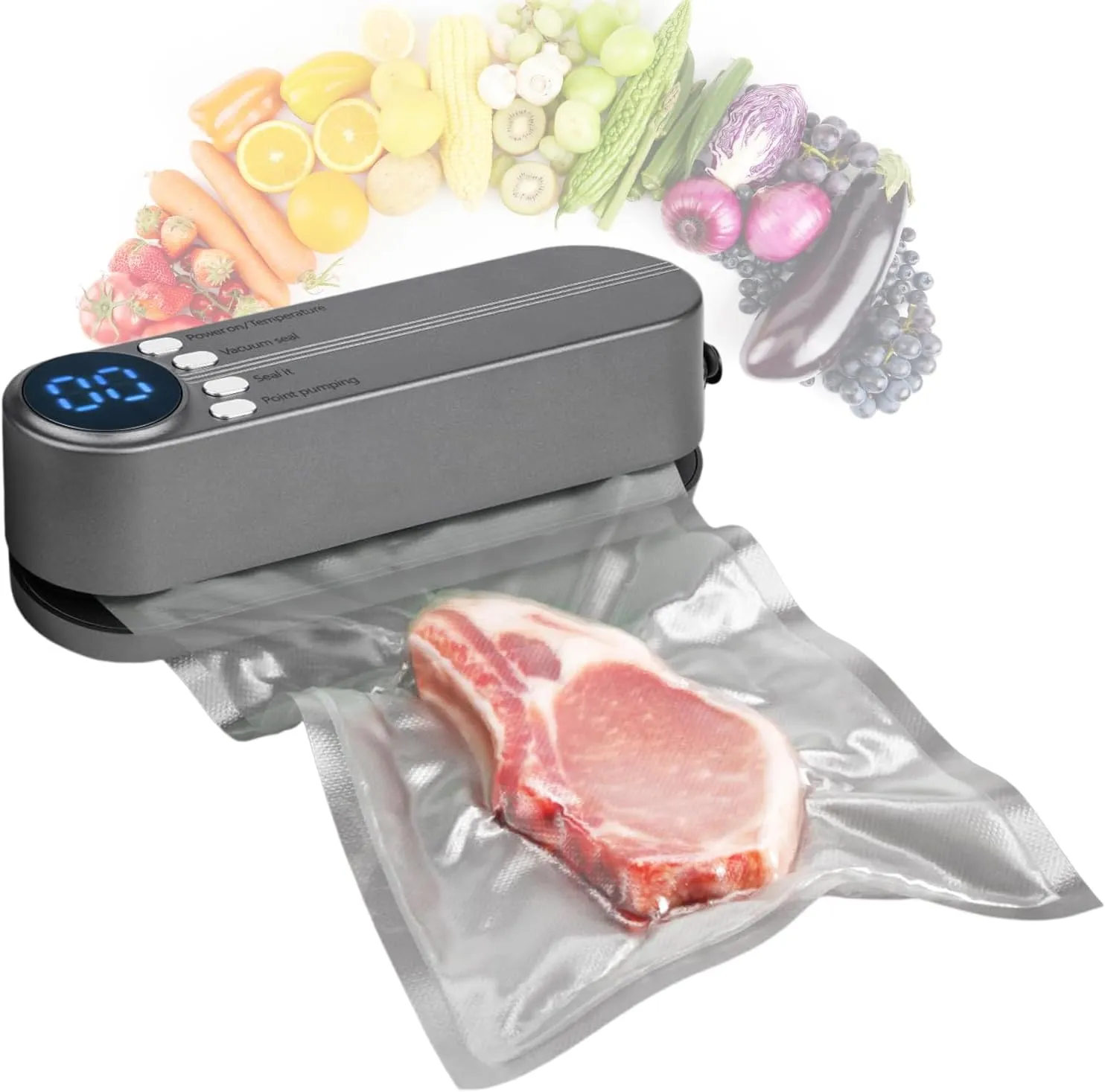 Mini Cordless Vacuum Sealer for Food – Handheld, Portable, Rechargeable Food Sealer with 10 Reusable Bags – Small Vacuum Sealer for Travel, Camping & Sous Vide