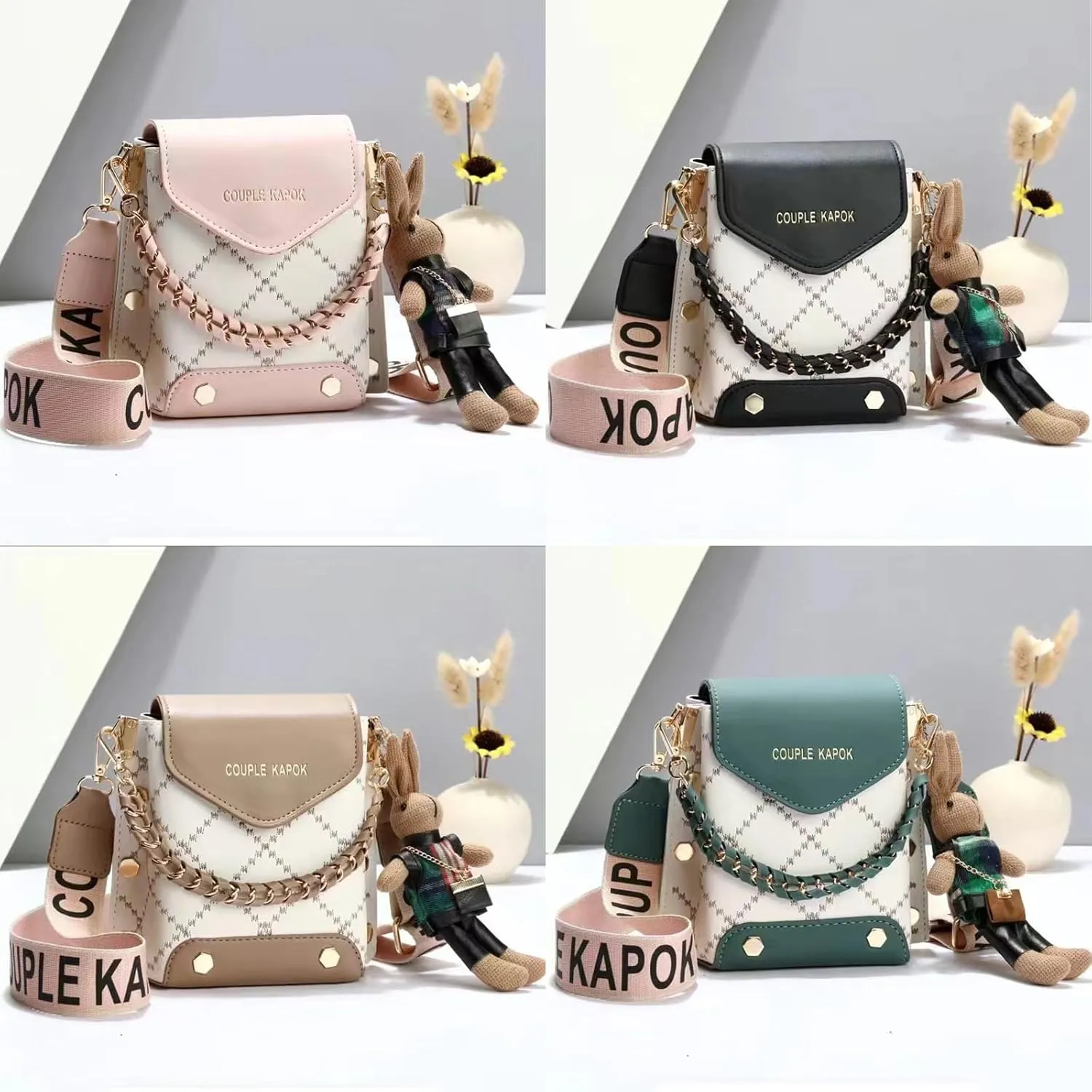 Mini Cute Leather Crossbody Bags for Women,Plaid Cell Phone Shoulder Purses for Women with Hand Carry