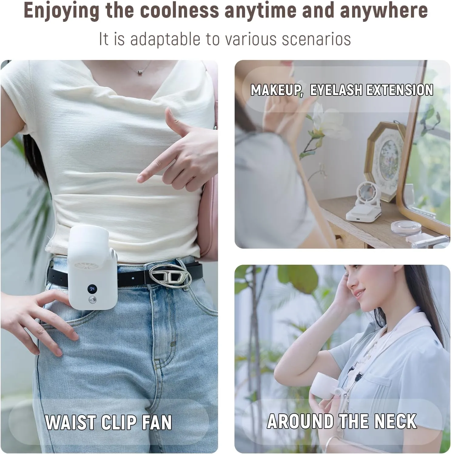 Mini Portable Handheld Clip On Rechargeable Personal Hand Fan with LED Display, High Speed Turbo Battery Operated 100 Speeds Small Fan for Travel/Outdoor/Concerts/Lash/Makeup(update White)