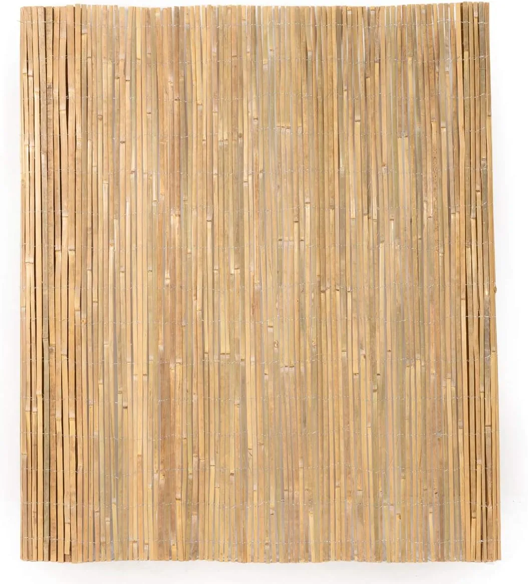 Mininfa Natural Bamboo Slat Screening, Eco-Friendly Privacy Slat Fence, Bamboo Screen Panel Roll for Balcony or as Wind and Sight Protection (1.2m x 4m)