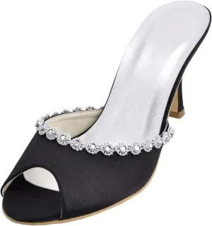Minishion GYMZ673 Womens Slip-on Satin Evening Party Bridal Wedding Sandals