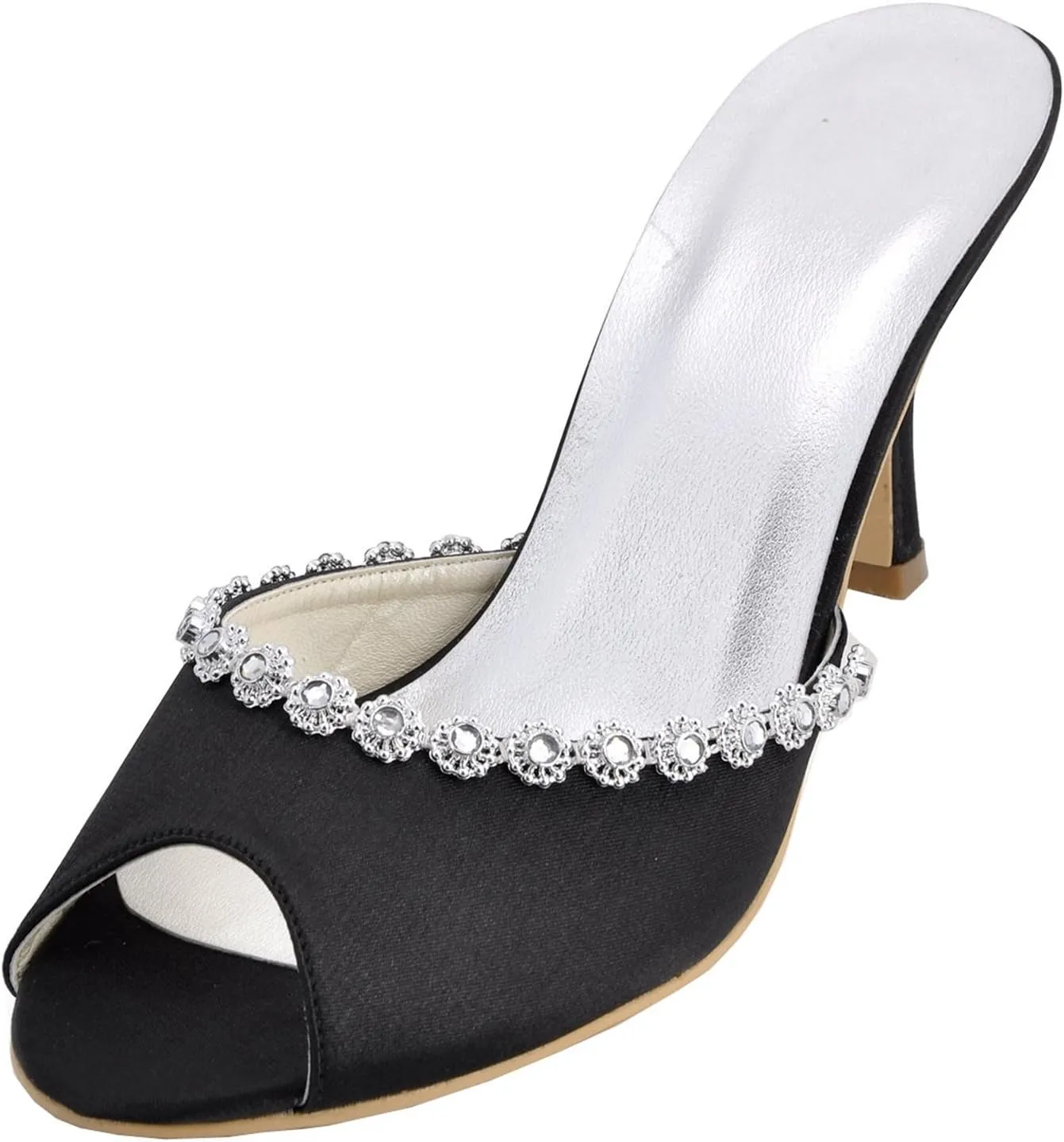 Minishion GYMZ673 Womens Slip-on Satin Evening Party Bridal Wedding Sandals