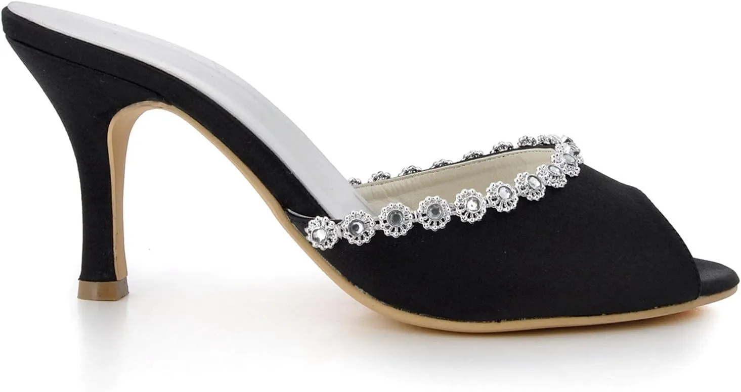 Minishion GYMZ673 Womens Slip-on Satin Evening Party Bridal Wedding Sandals