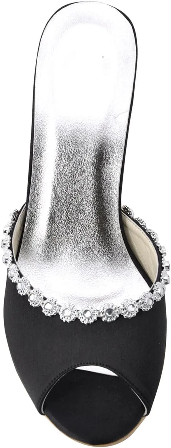 Minishion GYMZ673 Womens Slip-on Satin Evening Party Bridal Wedding Sandals