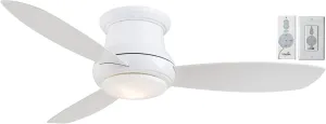MINKA-AIRE F518L-WH, Concept II LED White Flush Mount 44" Ceiling Fan with Remote Control and Included Wall Control