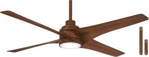 MINKA-AIRE F543L-DK Swept 56 Inch Ceiling Fan with Integrated 20W LED Dimmable Light and Additional 3.5" Downrod in Distressed Koa Finish