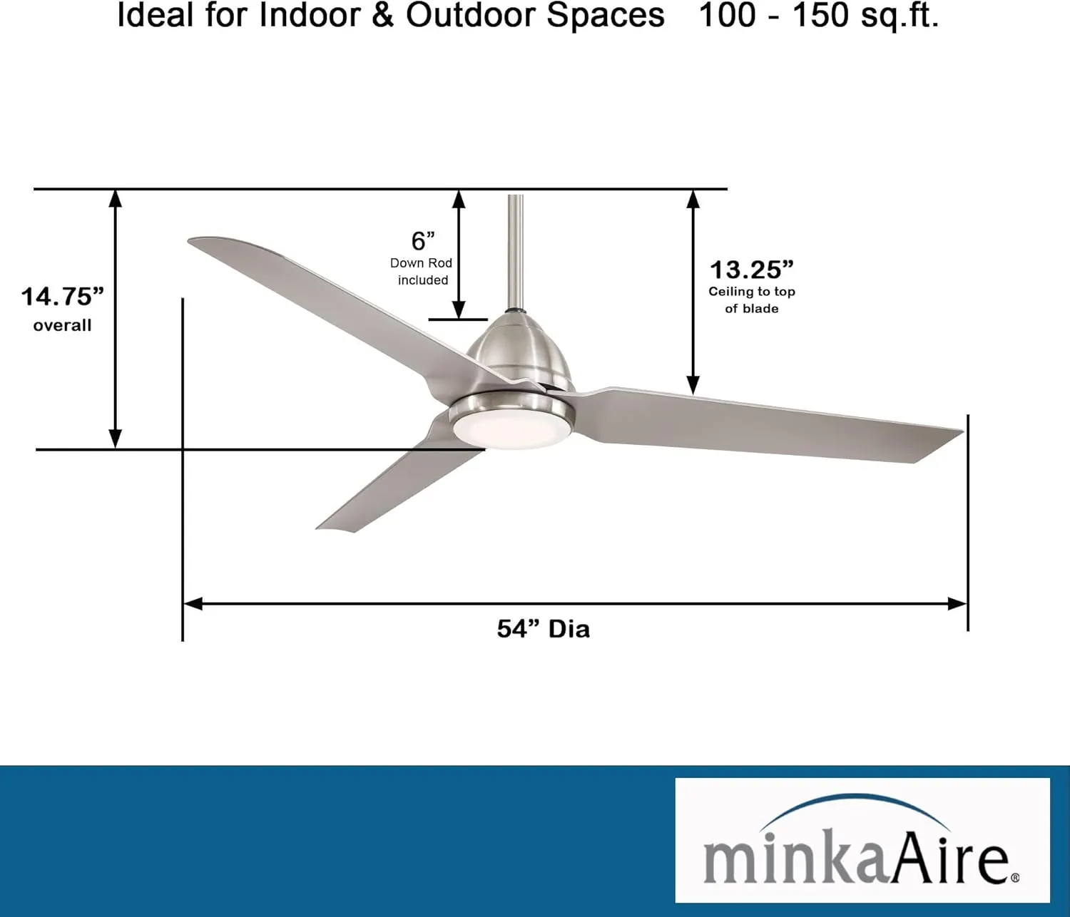 Minka Aire F753L-BNW 54in Java Led Outdoor Ceiling Fan