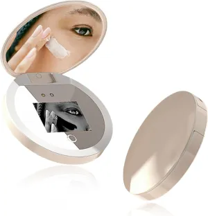 Mirror Sunscreen, 3.5in Smart Touchscreen Testing Camera Mirror with Adjustable Brightness, Pocket Size 2X Magnification Makeup Mirror for Travel