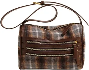 Modern Checkered Messenger Bag Crossbody Purse Handbag for the Chilly Months