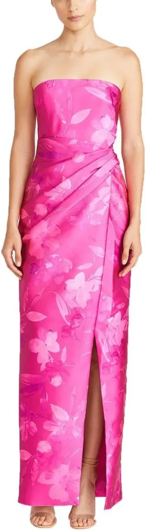 MONIQUE LHUILLIER ML Womens Mikado Gathered Evening Dress