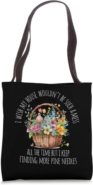 More Pine Needles - Floral Basket Basket Weaving Tote Bag