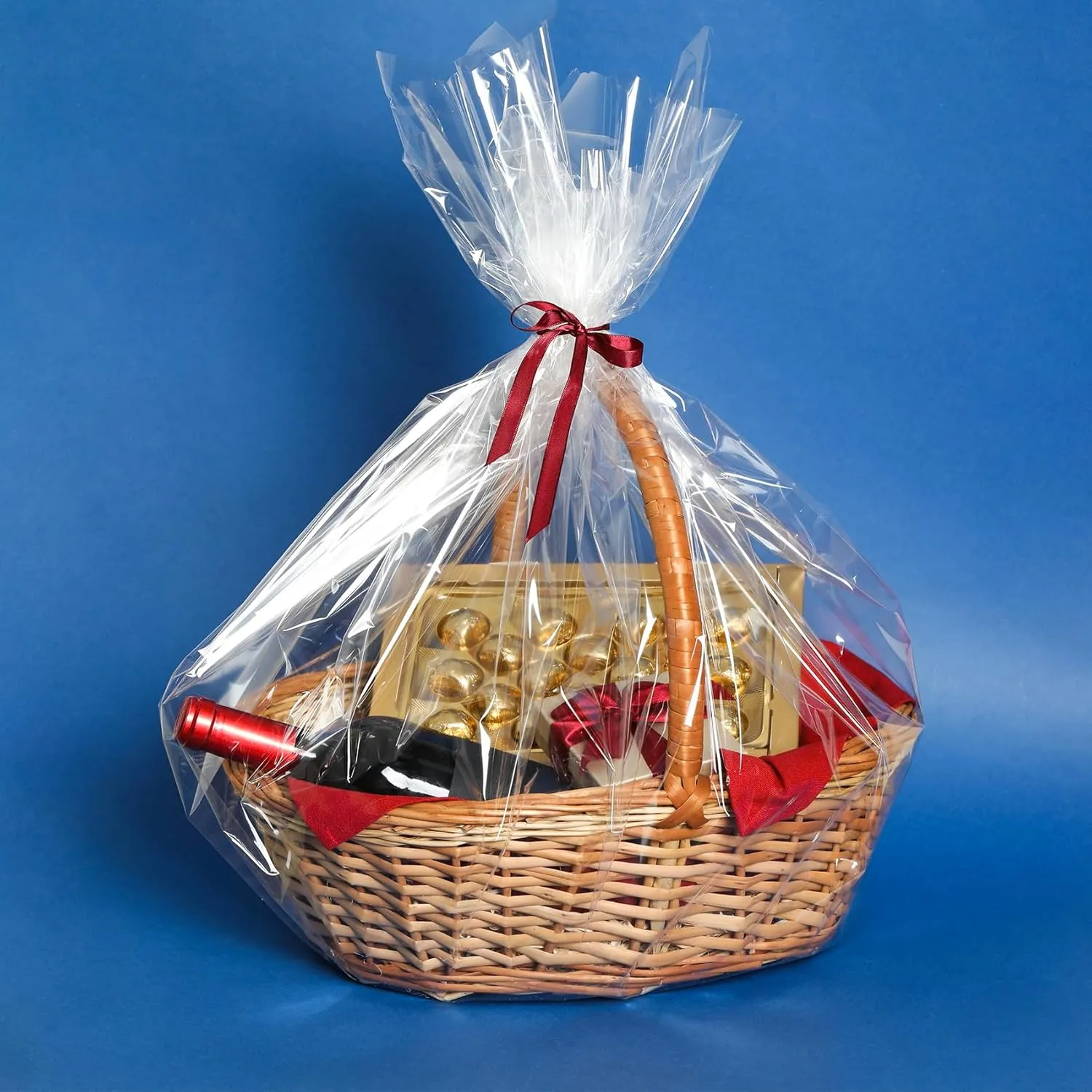 Morepack Large Cello/Cellophane Bags,30x 40 Inches Clear Basket Bags OPP Plastic Cellophane Wrap for Gift Baskets Packaging 20 Pieces