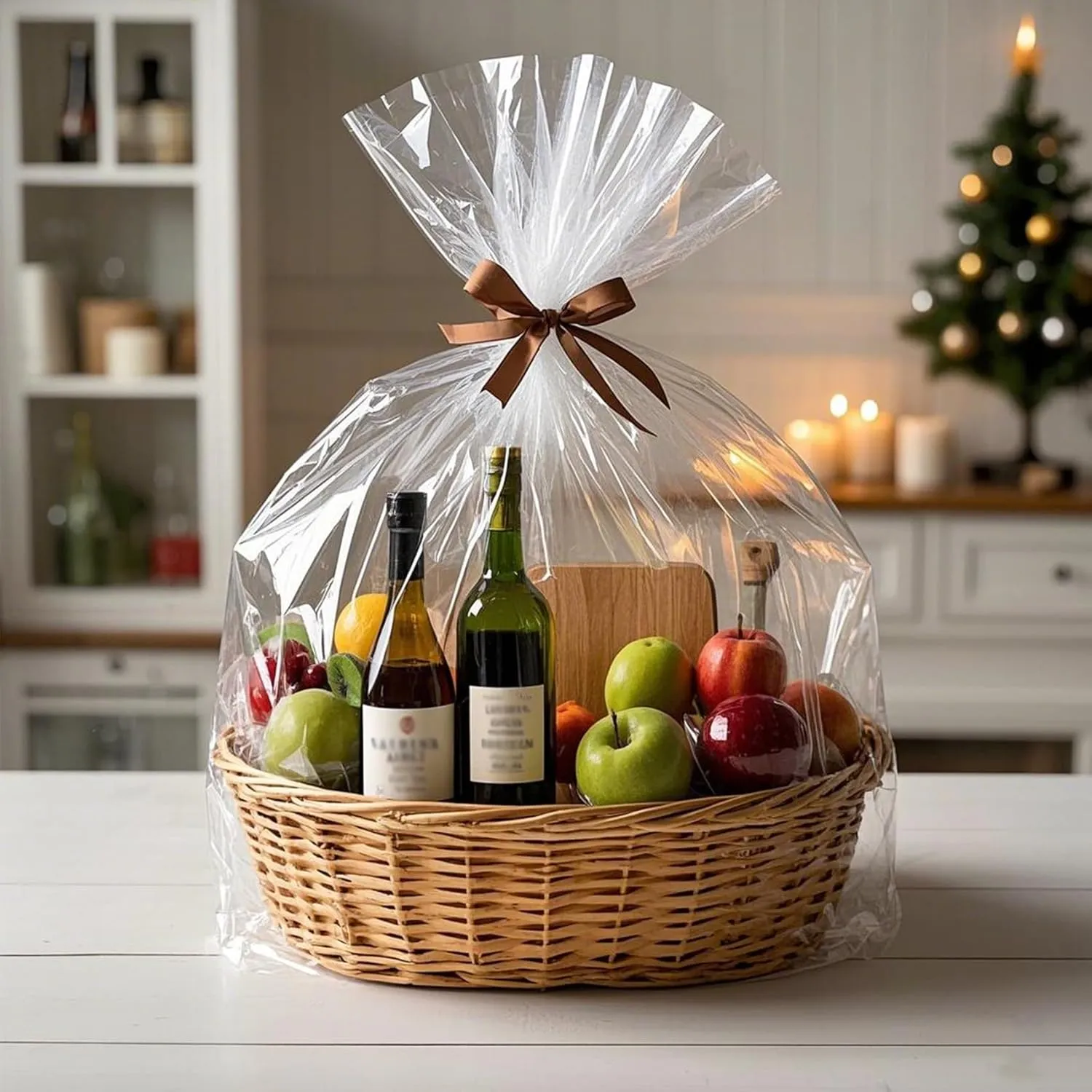 Morepack Large Cello/Cellophane Bags,30x 40 Inches Clear Basket Bags OPP Plastic Cellophane Wrap for Gift Baskets Packaging 20 Pieces