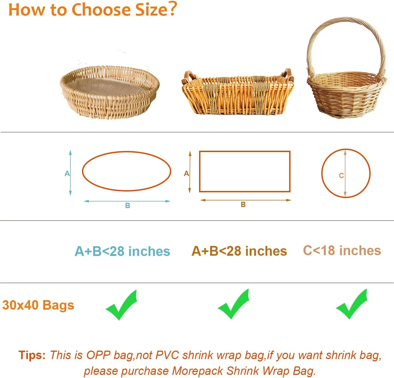 Morepack Large Cello/Cellophane Bags,30x 40 Inches Clear Basket Bags OPP Plastic Cellophane Wrap for Gift Baskets Packaging 20 Pieces