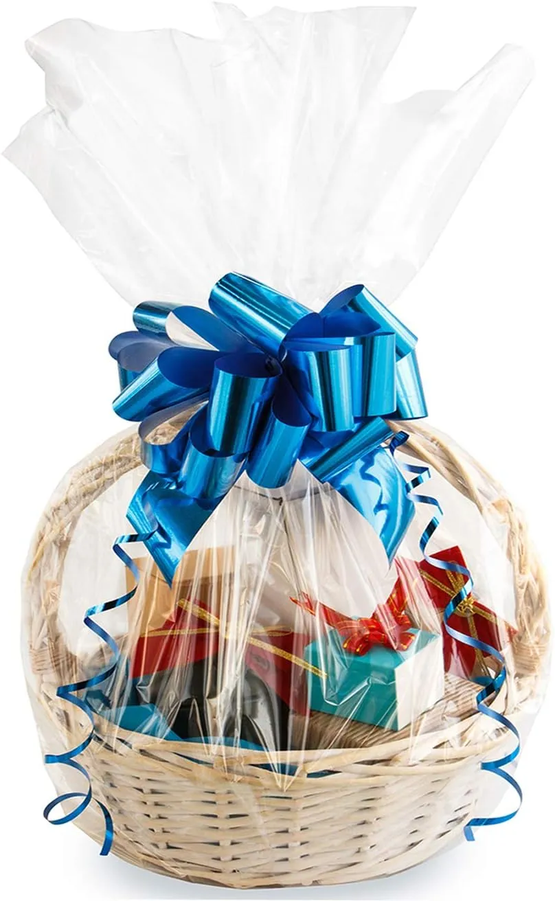 Morepack Large Cello/Cellophane Bags,30x 40 Inches Clear Basket Bags OPP Plastic Cellophane Wrap for Gift Baskets Packaging 20 Pieces