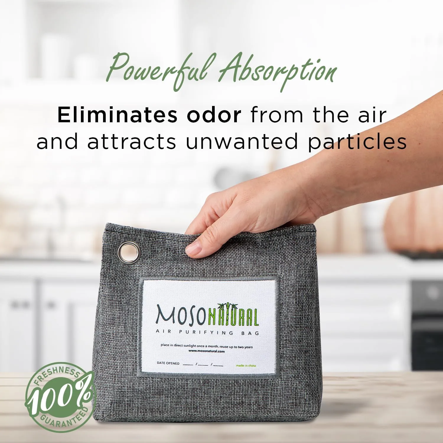 Moso Natural Air Purifying Bag 600g (21oz) Premium Bamboo Charcoal Odor Absorber | Room Deodorizer for Large Spaces, Bedroom, Kitchen, Basement | Pet Odor Eliminator for Home | Unscented (3 Pack)
