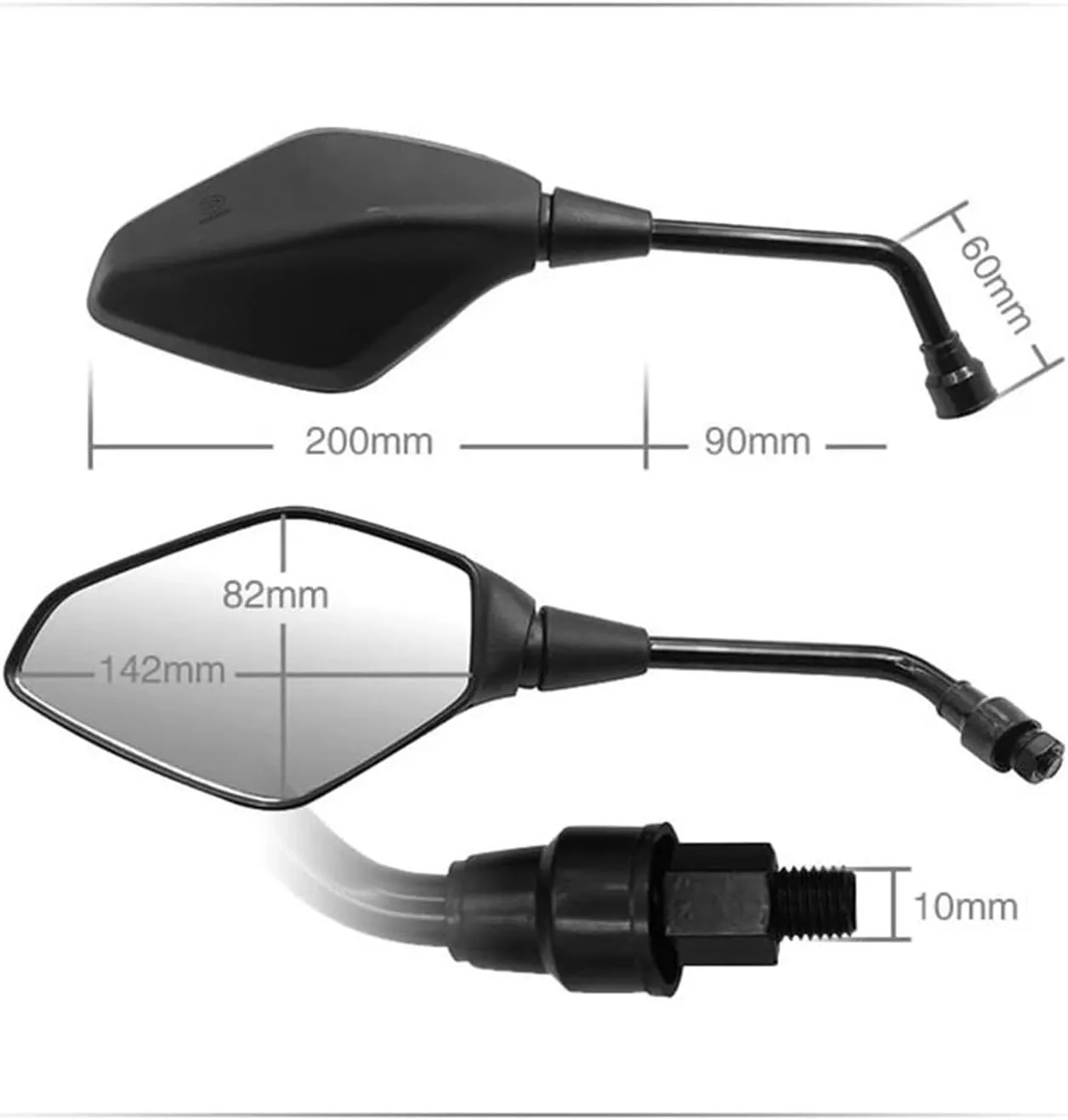 Motorcycle Mirror For Honda CB3000 Hornet 600 Grom CBF190R Yamaha MT03 ABS 10mm Motorcycle Rearview Mirror White Glass Black Side Mirror Universal