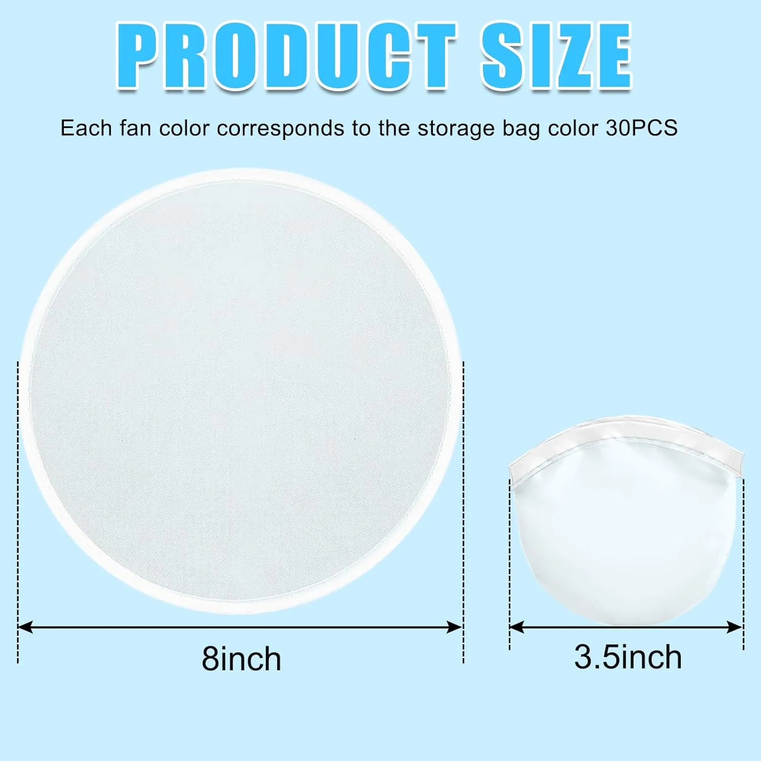 Mototo 108 Pieces Foldable Flying Disc Fans with Bag Folding Pocket Toy Set DIY Creative Gift Handheld Fabric Fan for Fun Party Favors Summer Outdoor Activity Game Halloween, White