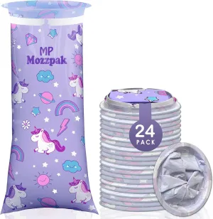 MP MOZZPAK Unicorn Kids Vomit Bags Disposable 24 Pack - Emesis Bags, Leak-Proof Barf Bags, Motion Sickness Relief for Children, Travel Friendly Puke Bags, Throw up Bags for Car, Plane, & Road Trips