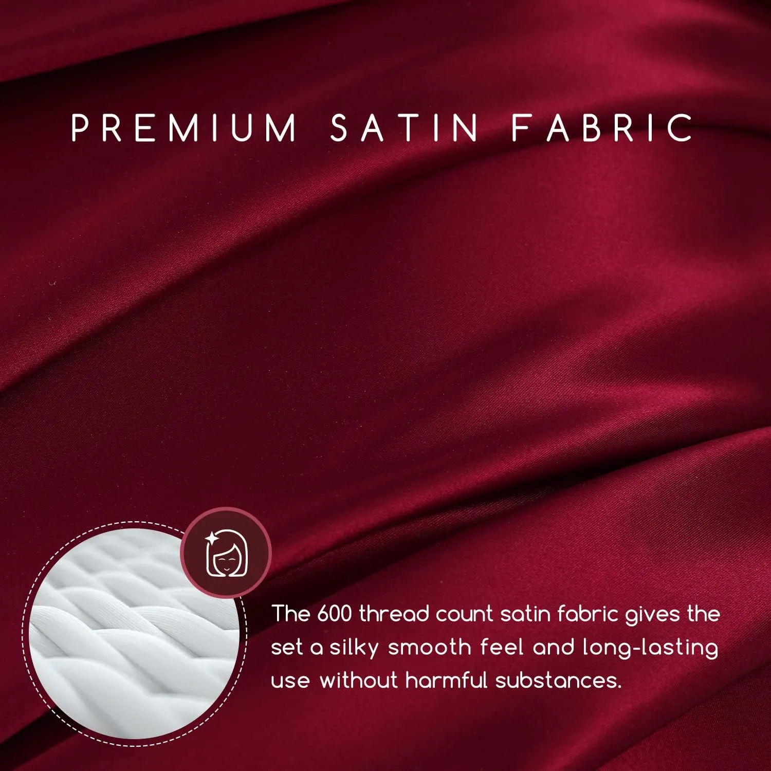MR&HM Satin Bed Sheets, King Size Sheets Set, 6 Pcs Silky Bedding Set with 15 Inches Deep Pocket for Mattress(King, Burgundy)