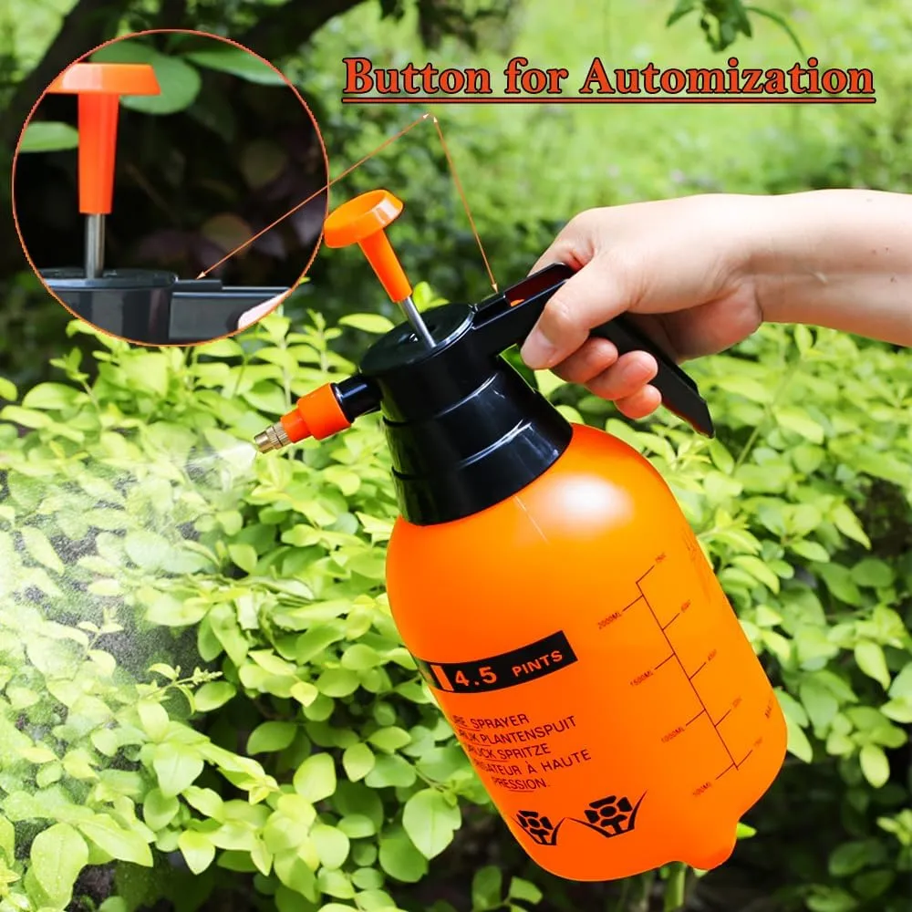 MRPAPA 2L Handheld Garden Pump Sprayer, 2 Pack Plant Mister Water Spray Bottle with Adjustable Brass Nozzle 0.5Gallon Sprayer Mist Bottle for Indoor, Outdoor Gardening and Home Cleaning