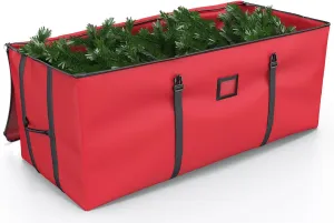 Mrrihand Christmas Tree Storage Bag, Large Artificial Christmas Tree, 9 Ft Anti-Tear Heavy-Duty 600D Oxford Cloth Christmas Tree Storage Box with Handles, Christmas Tree Storage Container (Redt)