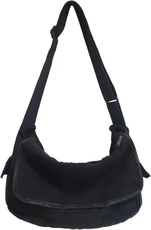 Mudono Messenger Satchel for Women Canvas Hobo Crossbody Purse Large Multi Pockets Shoulder Bag Travel Everyday Purse