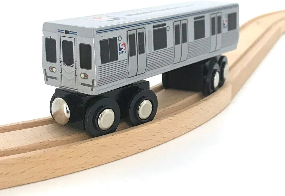 MUNI PALS Munipals Septa Wooden Railway Market-Frankford Line M4 Rapid Transit Car Child Safe and Tested Wood Toy Train