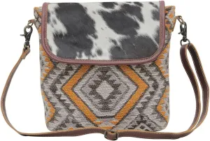 Myra Bag Western Canvas Crossbody Bag for Women - Cotton and Upcycled Leather Shoulder Messenger Bag Orange Outlines
