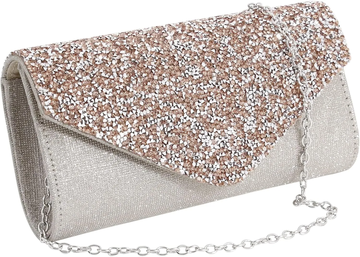 Naimo Flap Dazzling Rhinestone Clutch Bag Evening Bag Purse With Detachable Chain For Wedding and Party