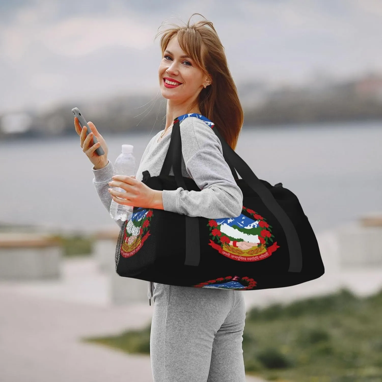 National Emblem Of Nepal Travel Duffel Bag Large Foldable Waterproof Overnight Bag For Beach Swim Bags Pool Sports Gym